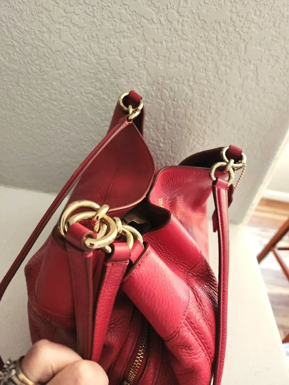 Euc Coach Lexy Red Leather Shoulder Bag Purse